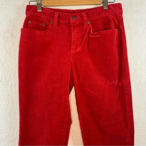 St Johns Bay Womens Corduroy Pants Sz 4 Red Skinny Straight Preppy Holiday‎ - Picture 2 of 11